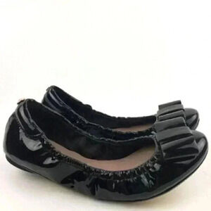 New Elorie Flats Size 6 Black Patent Leather Bow